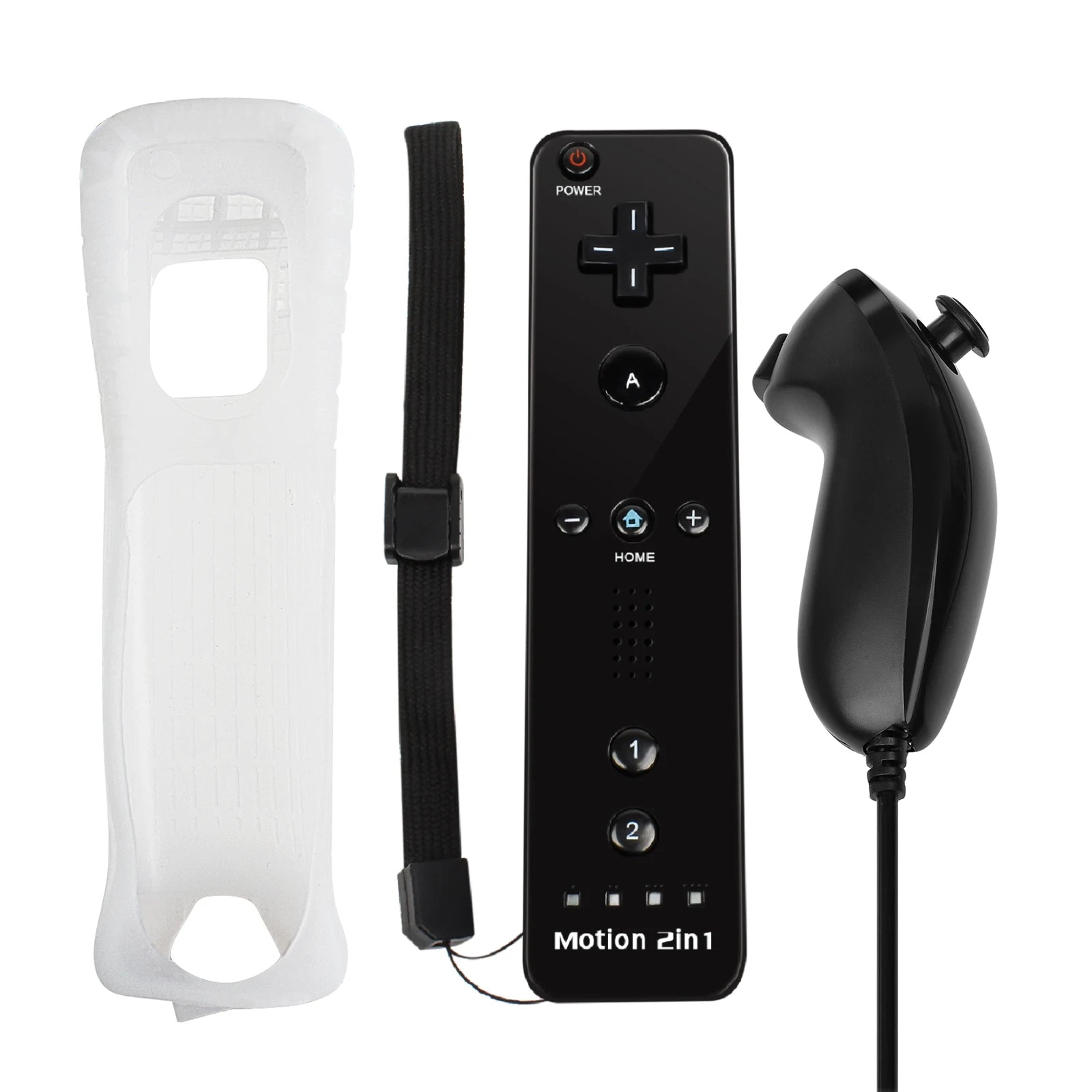 Juego de control 2 en 1 para Nintendo Wii, joystick Motion Plus opcional, control remoto inalámbrico con funda de silicona para videojuegos