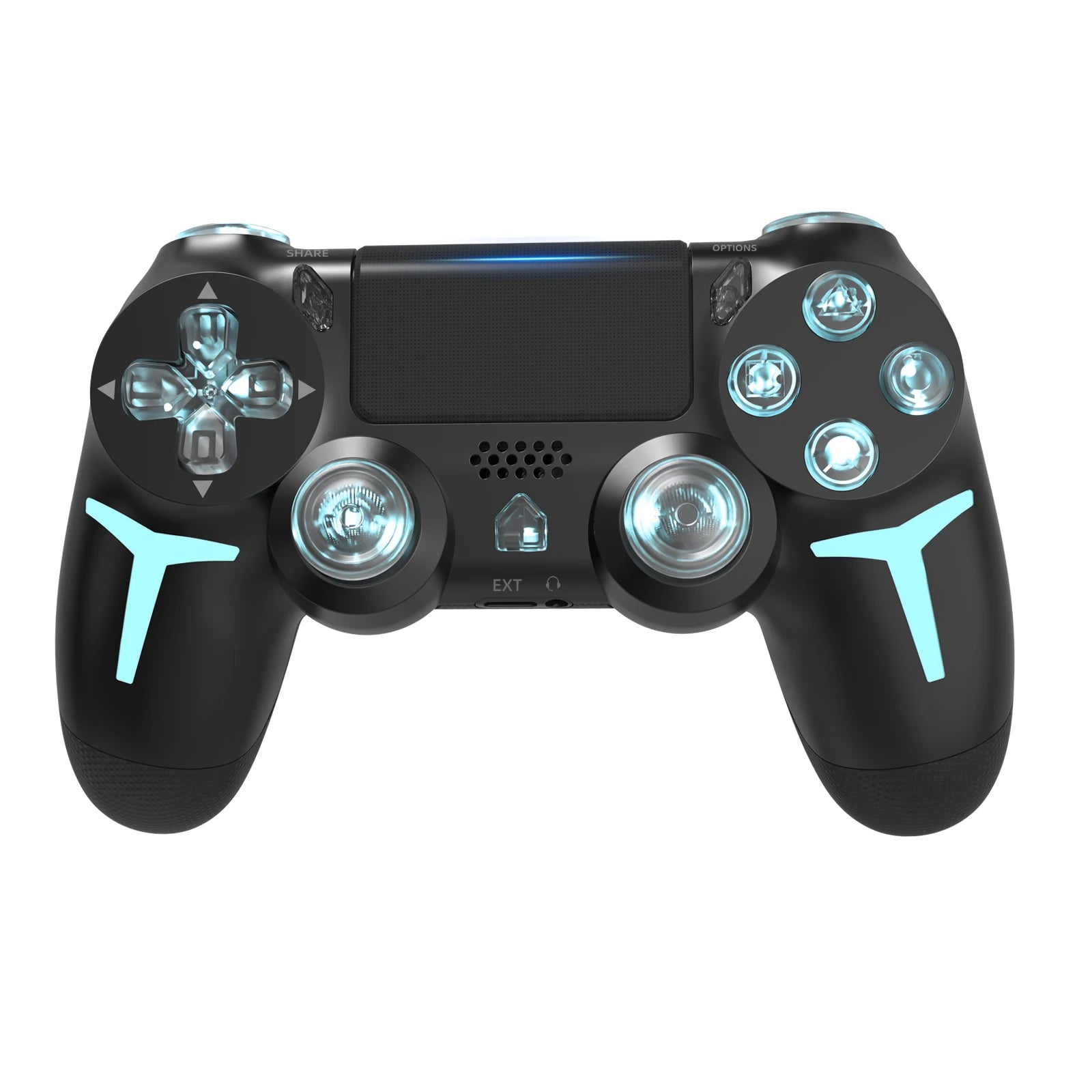 Controlador de juegos inalámbrico GAMINJA RGB Light para consola PS4 PS3, computadora, PC, LED, Bluetooth, giroscopio de 6 ejes, doble vibración