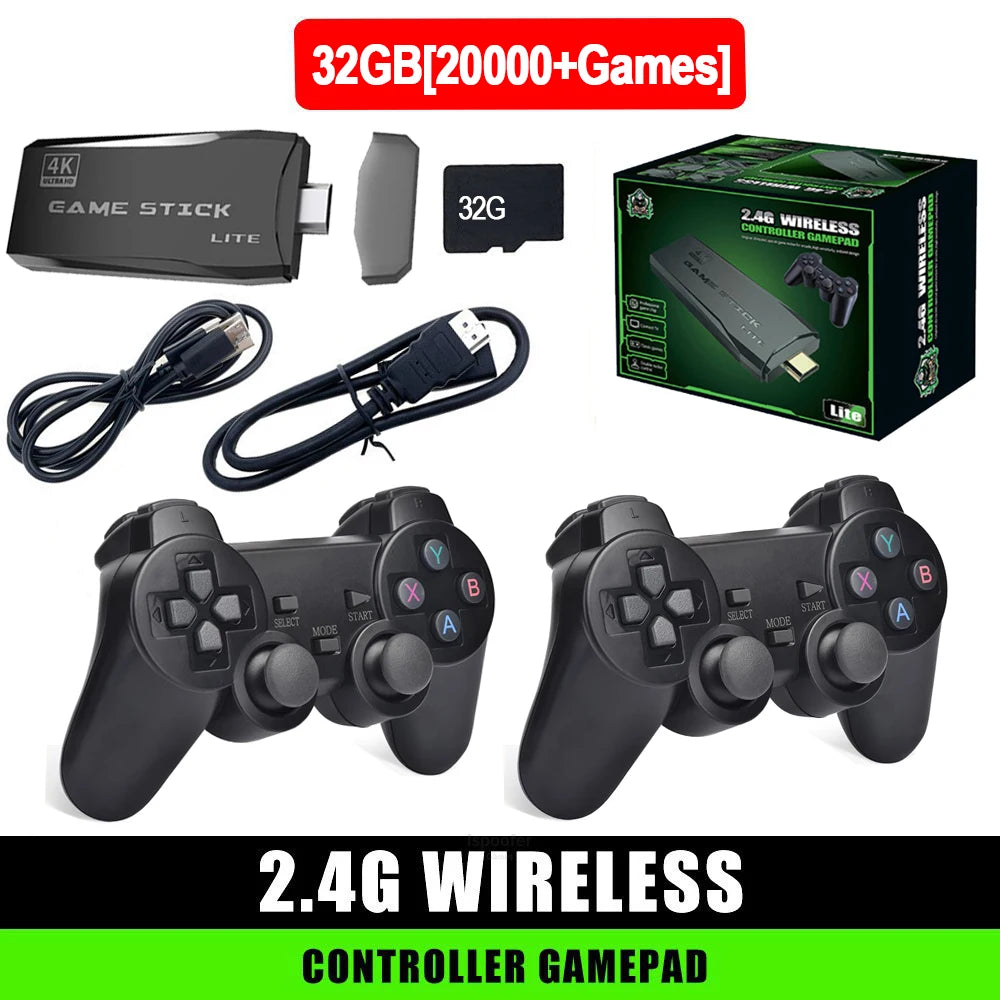 Consola de videojuegos M8 4K TV Game Stick con 20 000+/30 000 juegos integrados, 64 GB, mando inalámbrico retro