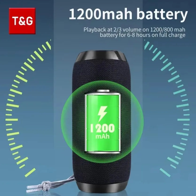 Altavoz portátil Bluetooth TG117 TWS, inalámbrico, de doble bajo, para exteriores, con radio FM, entrada AUX, reproductor de música con tarjeta TF para camping y paseos.