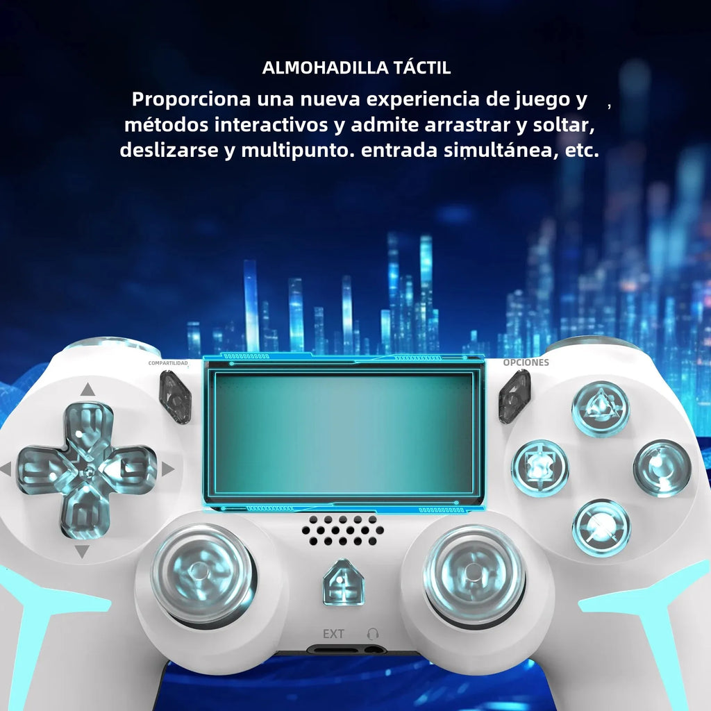 Controlador de juegos inalámbrico GAMINJA RGB Light para consola PS4 PS3, computadora, PC, LED, Bluetooth, giroscopio de 6 ejes, doble vibración