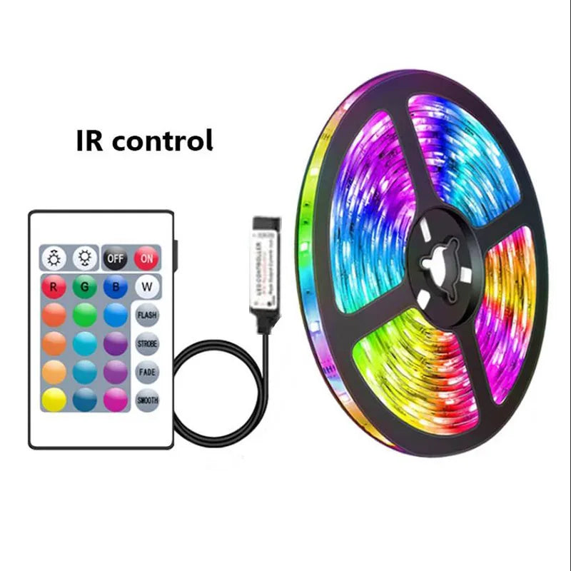 Tira de luces LED con Bluetooth SMD 5050 RGB, control remoto por aplicación, cinta flexible de diodo, iluminación de fondo para TV, sala de juegos, decoración del hogar