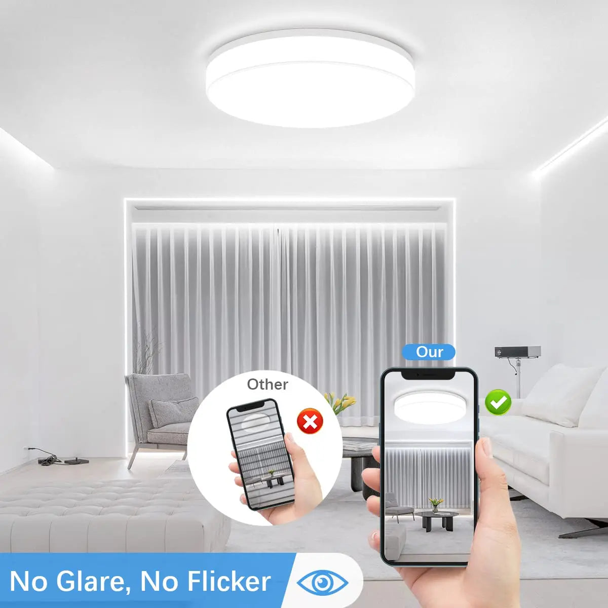 Lámpara de techo LED redonda ultrafina IRALAN para dormitorio, luz blanca neutra, blanca fría, blanca cálida, 48 W, 36 W, 24 W y 18 W.