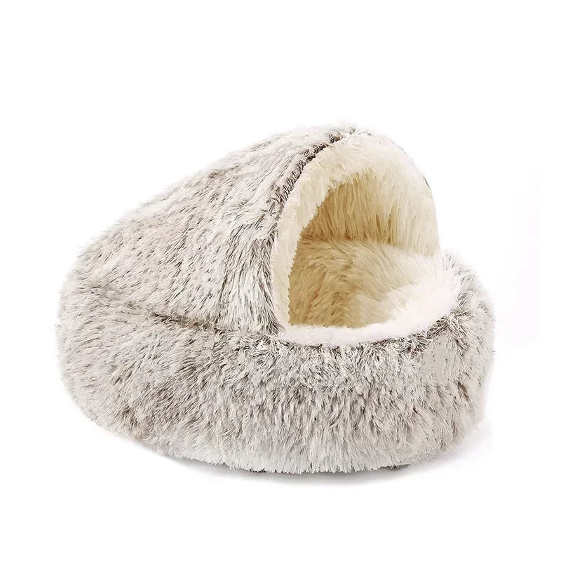 Casa para gatos de invierno de felpa, cama redonda para gatos, cojín grueso y cálido, cesta para gatos, saco de dormir para mascotas, nido para gatitos, perrera para gatos pequeños.