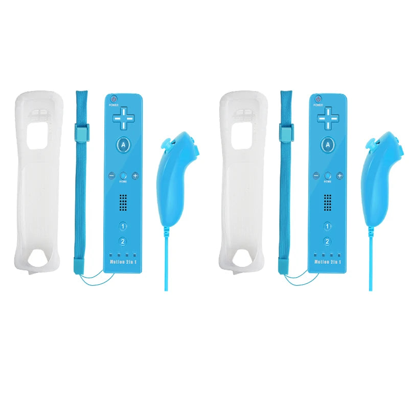 Juego de control 2 en 1 para Nintendo Wii, joystick Motion Plus opcional, control remoto inalámbrico con funda de silicona para videojuegos