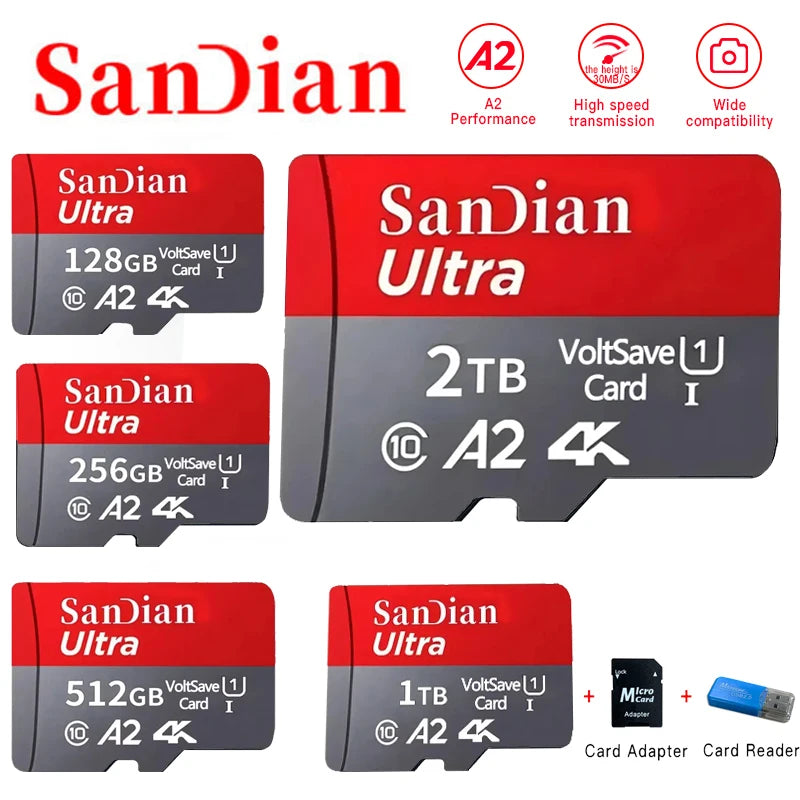 Original Memory Cards 1TB Micro TF Card 128GB 512GB High Capacity Flash Card Class10 High-Speed SD Card for PC/phone/Camera/Mac