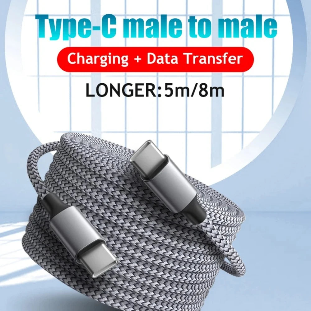Cable de datos de carga rápida tipo C de doble cabezal de 60 W, 1 m, 2 m, 3 m y 5 m, accesorios para teléfonos móviles, transmisión de datos para Samsung, Huawei y Millet.