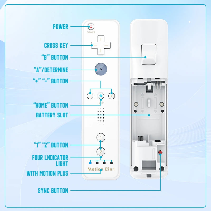 Juego de control 2 en 1 para Nintendo Wii, joystick Motion Plus opcional, control remoto inalámbrico con funda de silicona para videojuegos